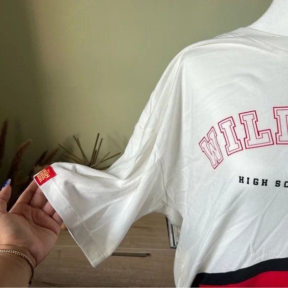 DISNEY Red Black High School Musical Bolton Jersey Midi Dress Graphic T-Shirt - Picture 9 of 14